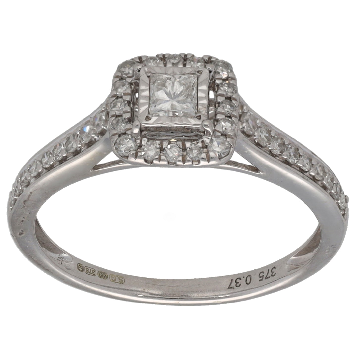 9ct White Gold 0.37ct Diamond Cluster Ring Size N