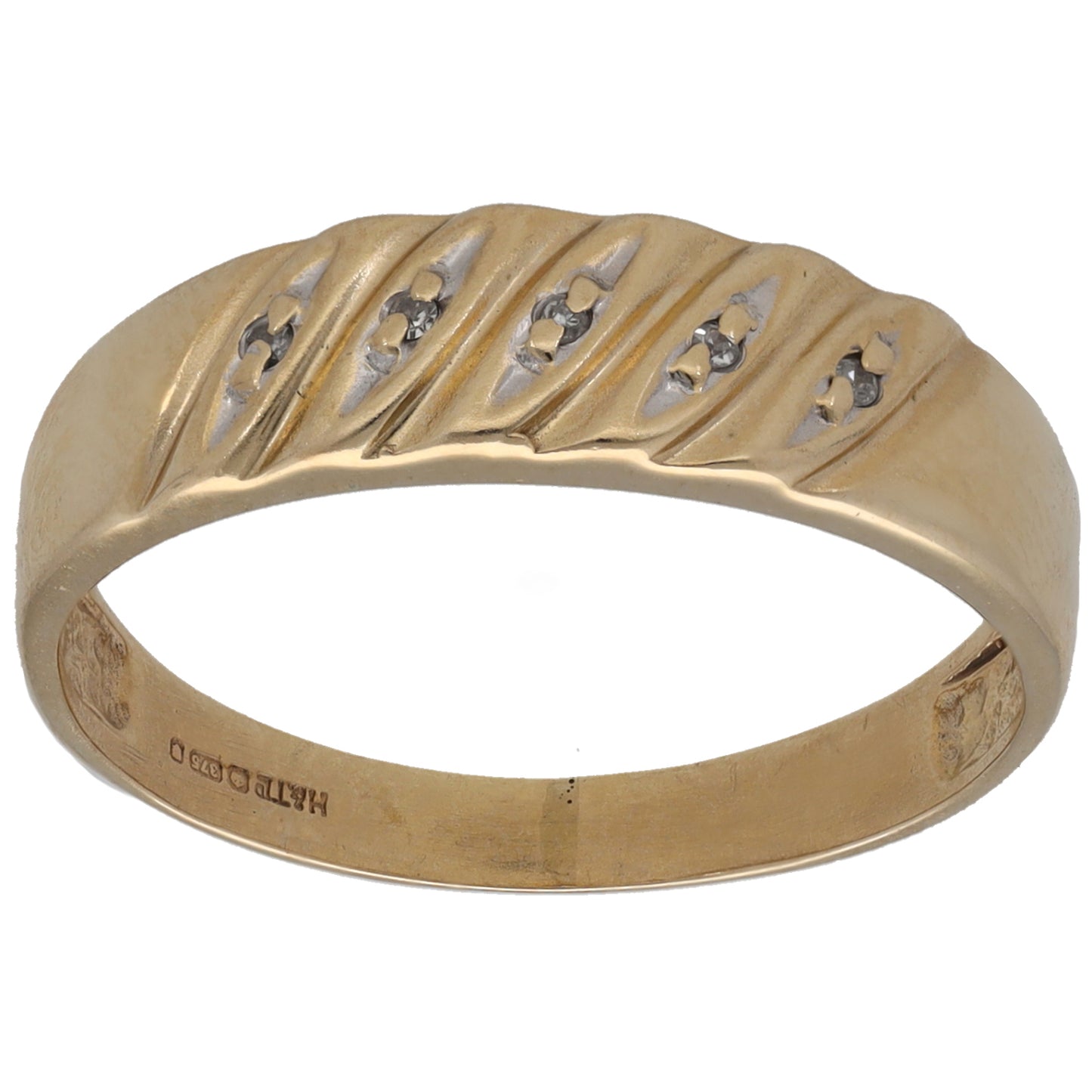 9ct Gold 0.06ct Diamond Half Eternity Ring Size P