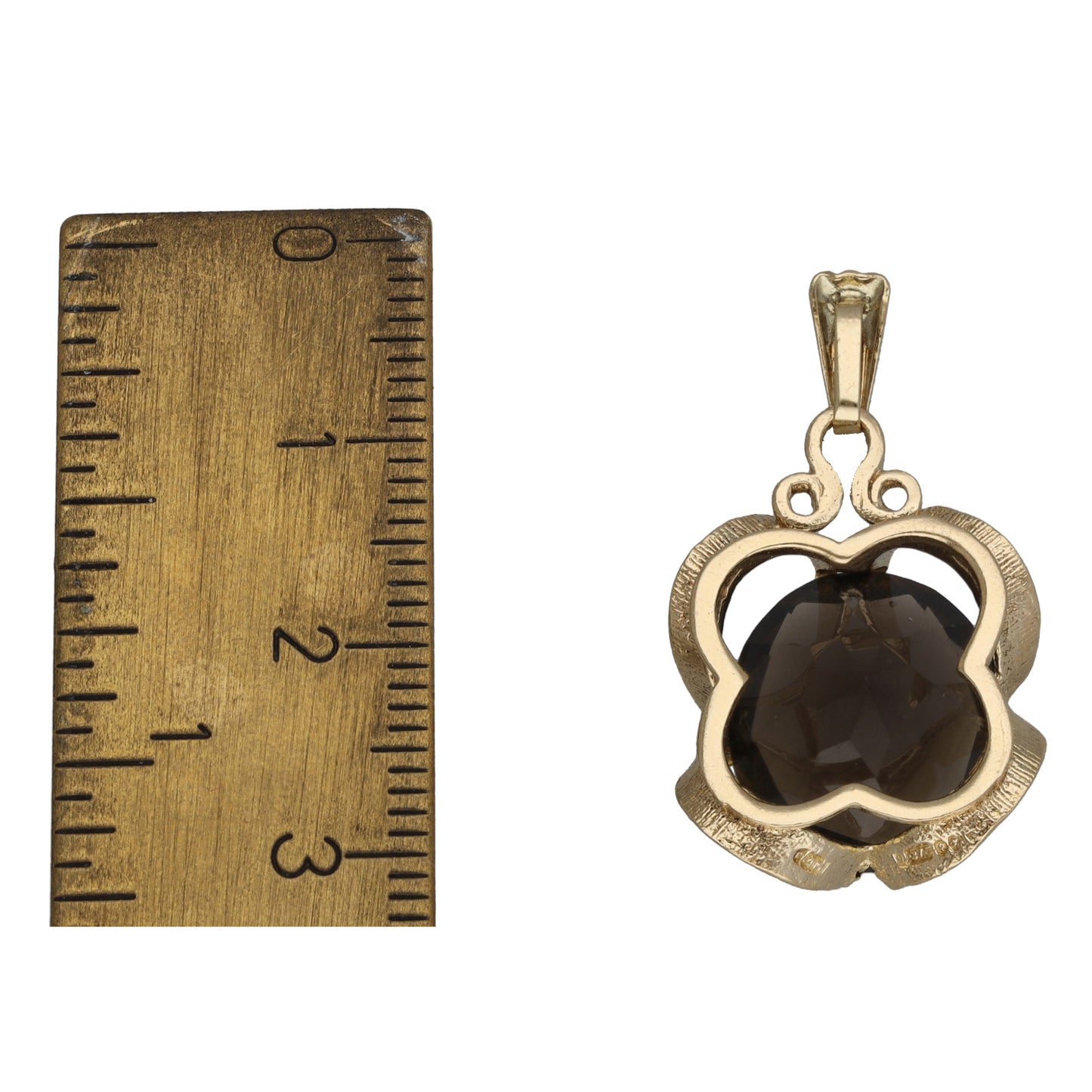 9ct Gold Smoky Quartz Single Stone Pendant