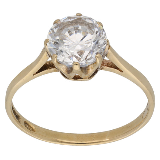 9ct Gold Cubic Zirconia Single Stone Ring Size L