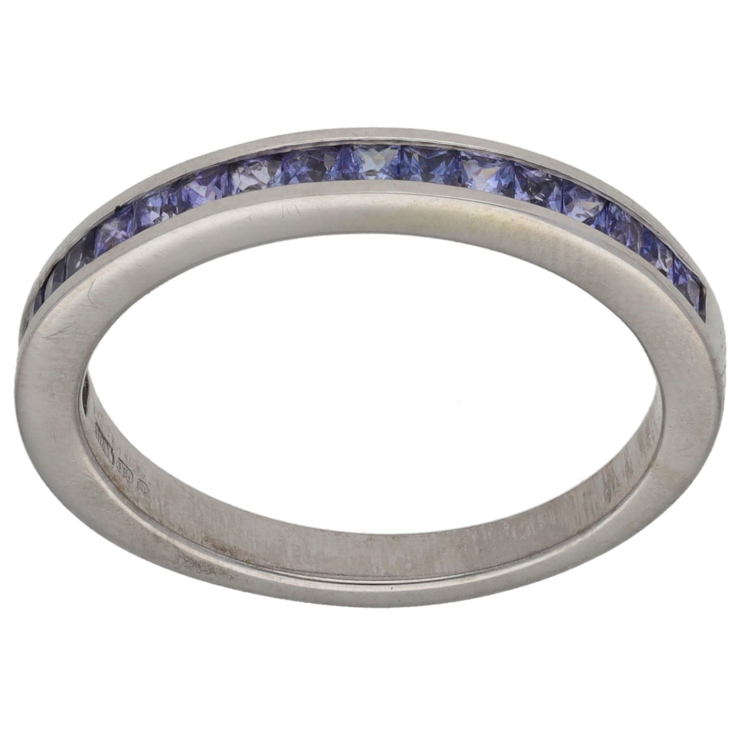 9ct White Gold Tanzanite Half Eternity Ring Size O