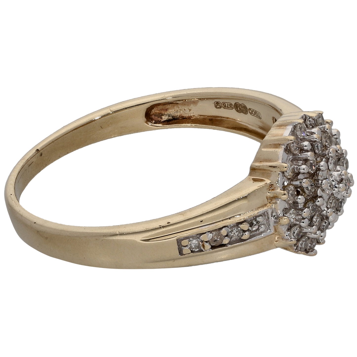 9ct Gold 0.20ct Diamond Cluster Ring Size P
