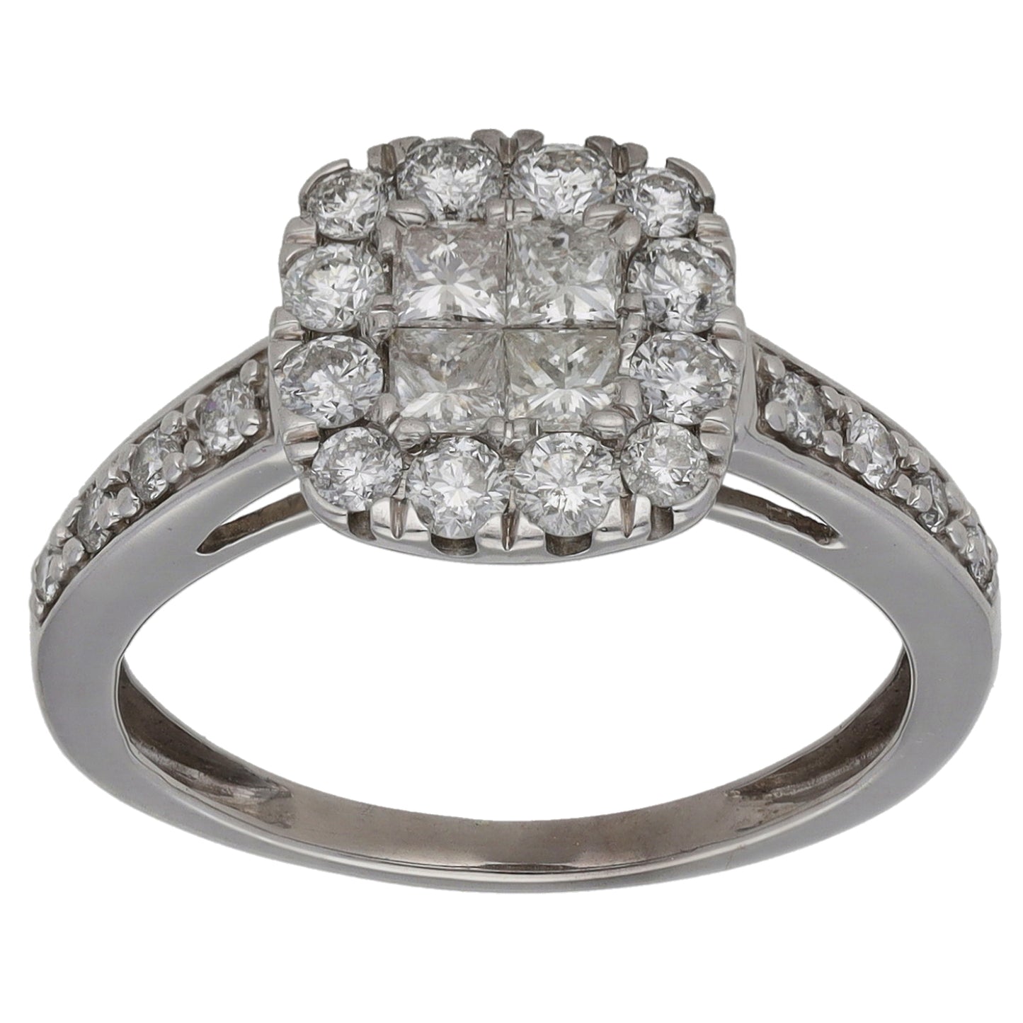 18ct White Gold 0.87ct Diamond Dress/Cocktail Ring Size K