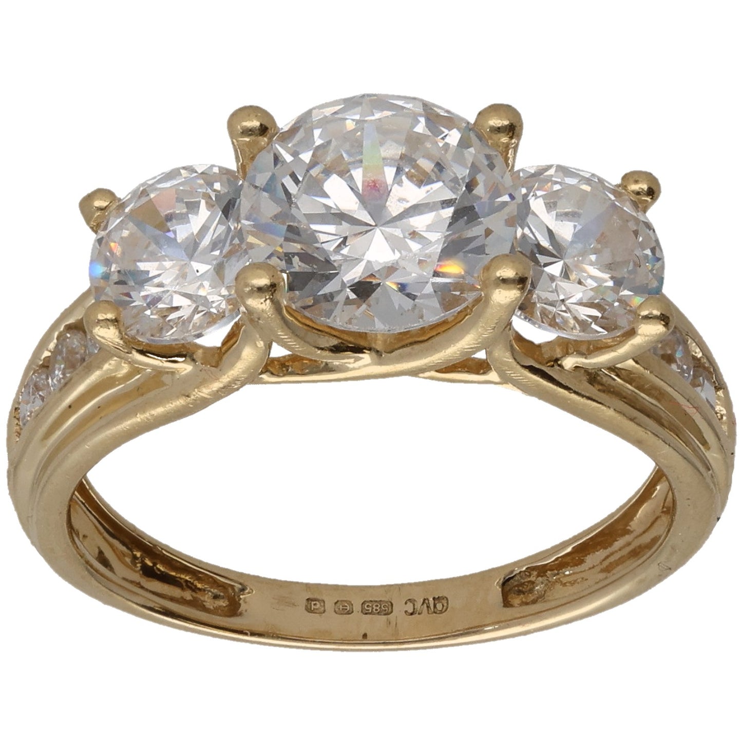 14ct Gold Cubic Zirconia Dress/Cocktail Ring Size M