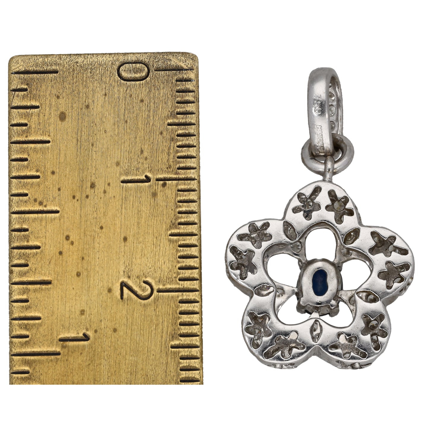 18ct White Gold Sapphire & 0.50ct Diamond Dress/Cocktail Pendant