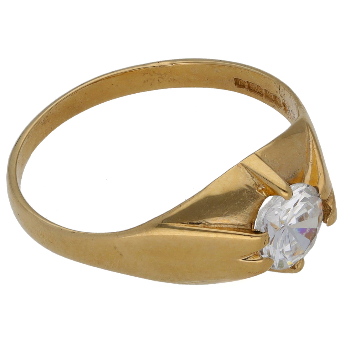 9ct Gold Cubic Zirconia Single Stone Ring Size Q