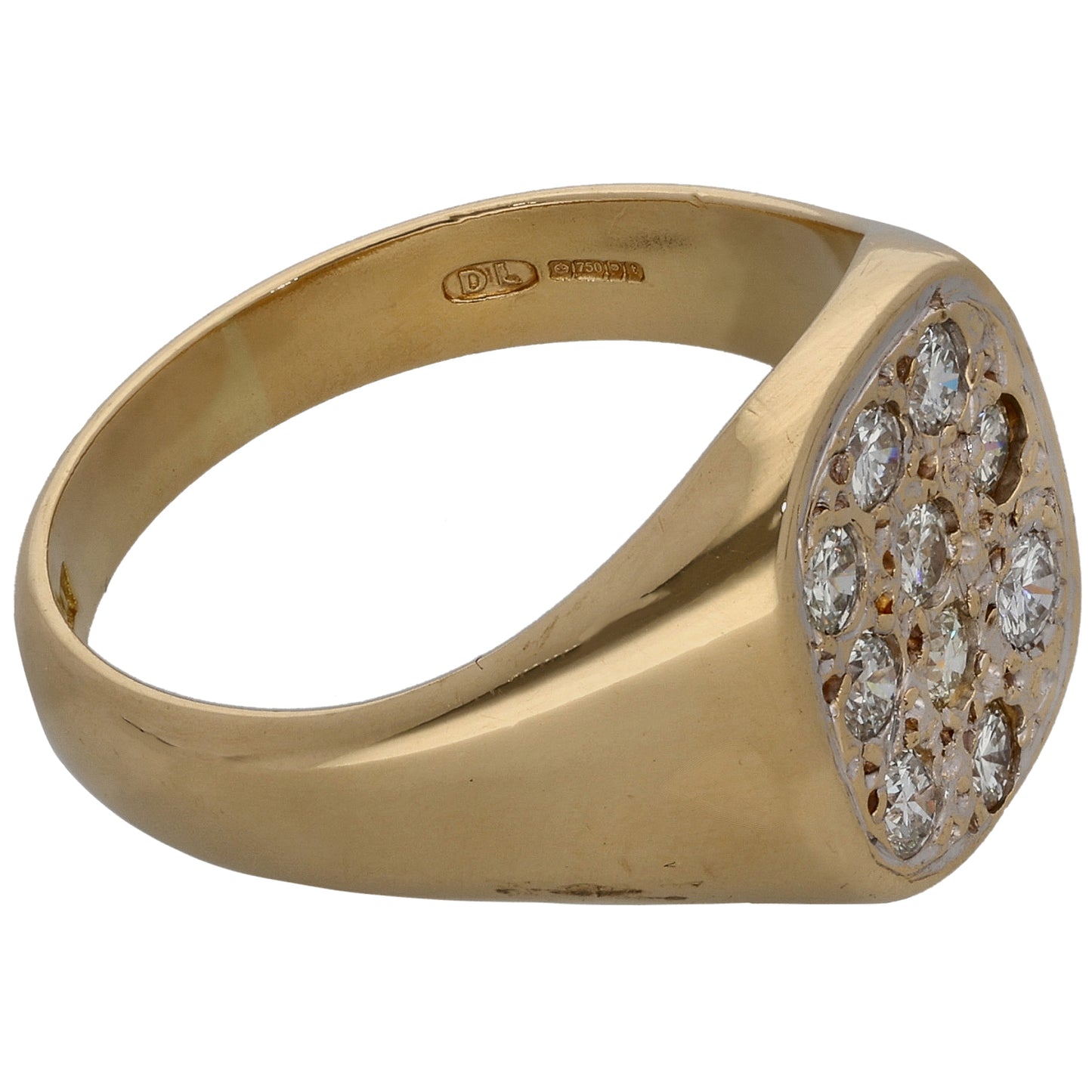 18ct Gold 0.72ct Diamond Signet Ring Size X