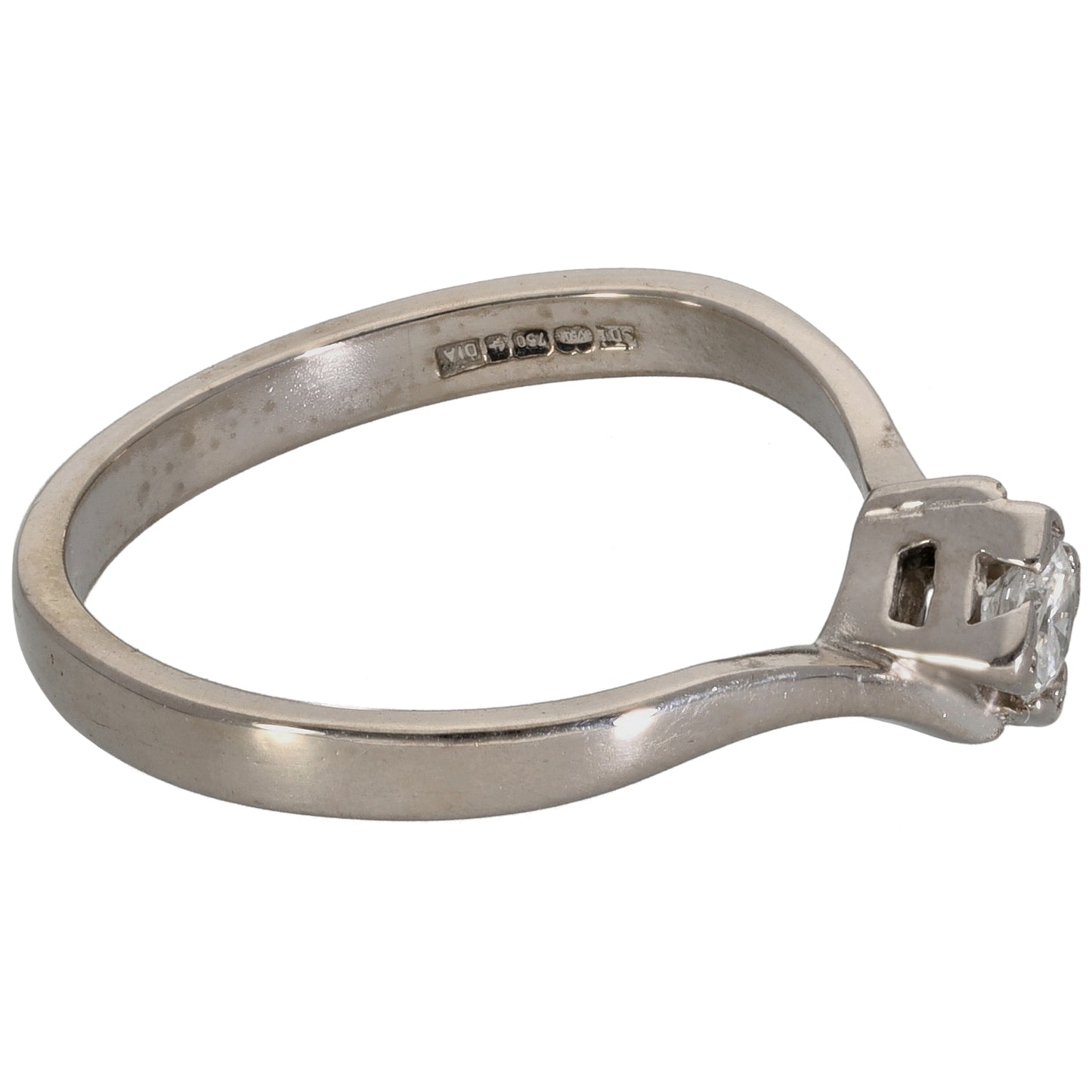 18ct White Gold 0.20ct Diamond Solitaire Ring Size O
