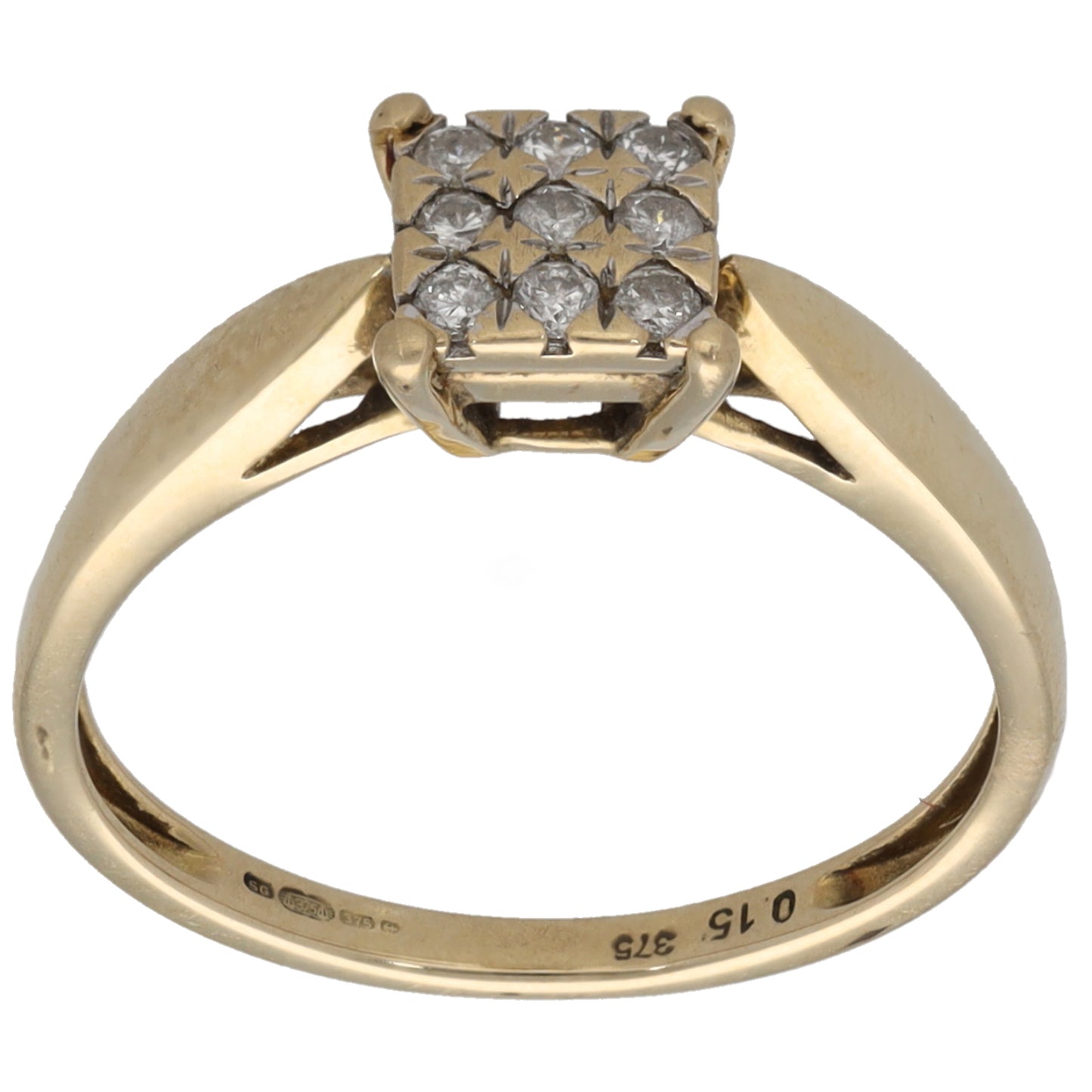9ct Gold 0.15ct Diamond Cluster Ring Size K