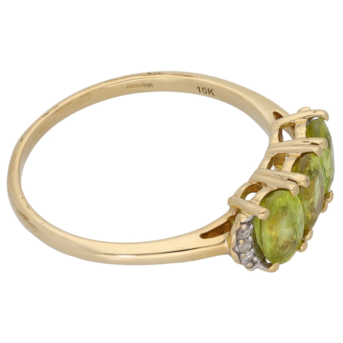 9ct Gold Sphene & 0.03ct Diamond Dress/Cocktail Ring Size P