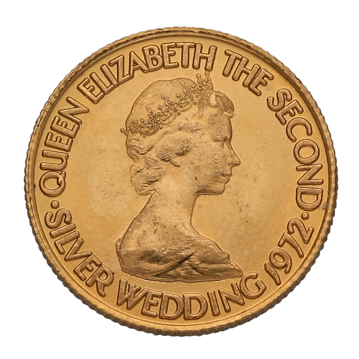 22ct Gold Queen Elizabeth II Silver Wedding Five Pounds Coin 1972