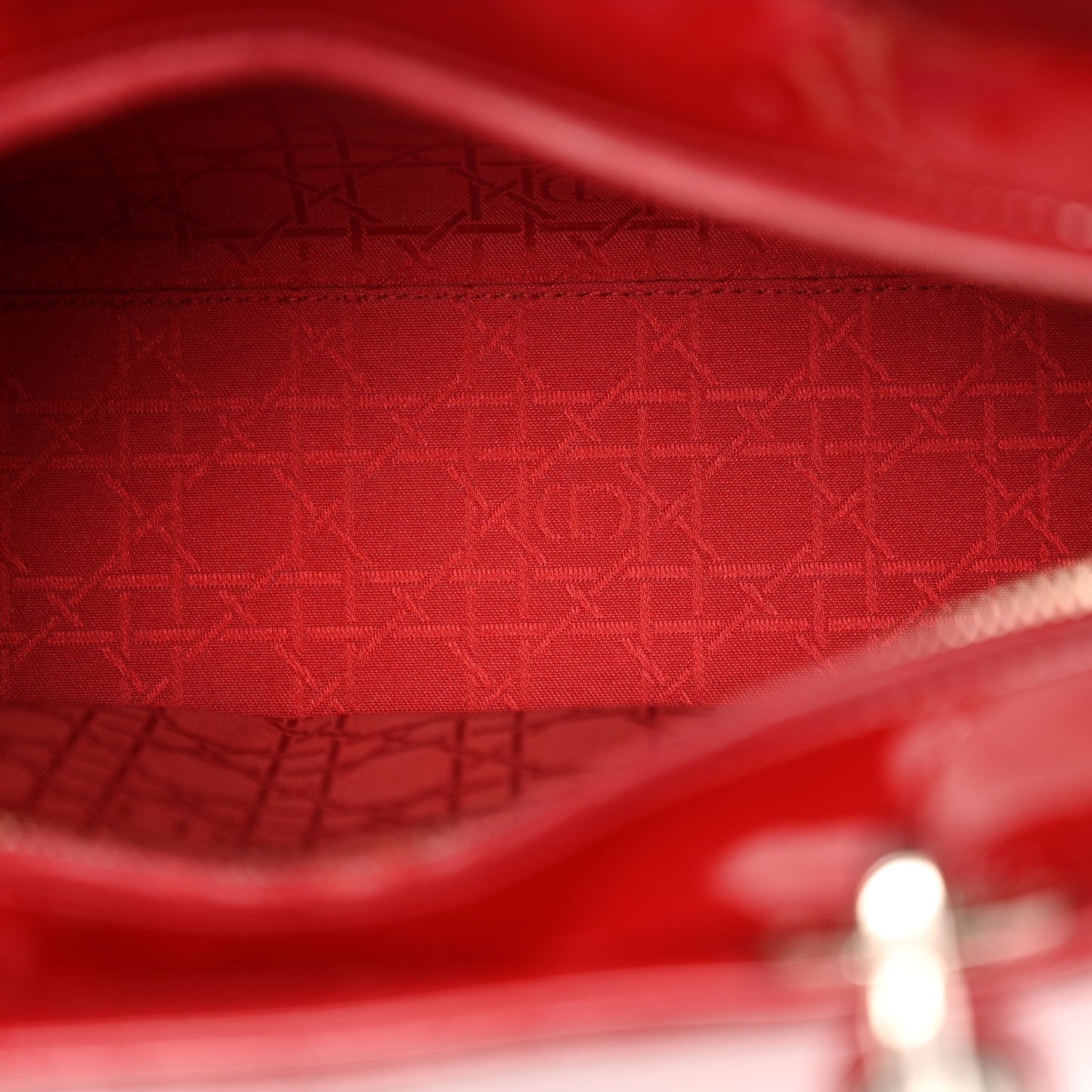 Christian Dior Lady Dior Cannage Lambskin Leather Bag - Red