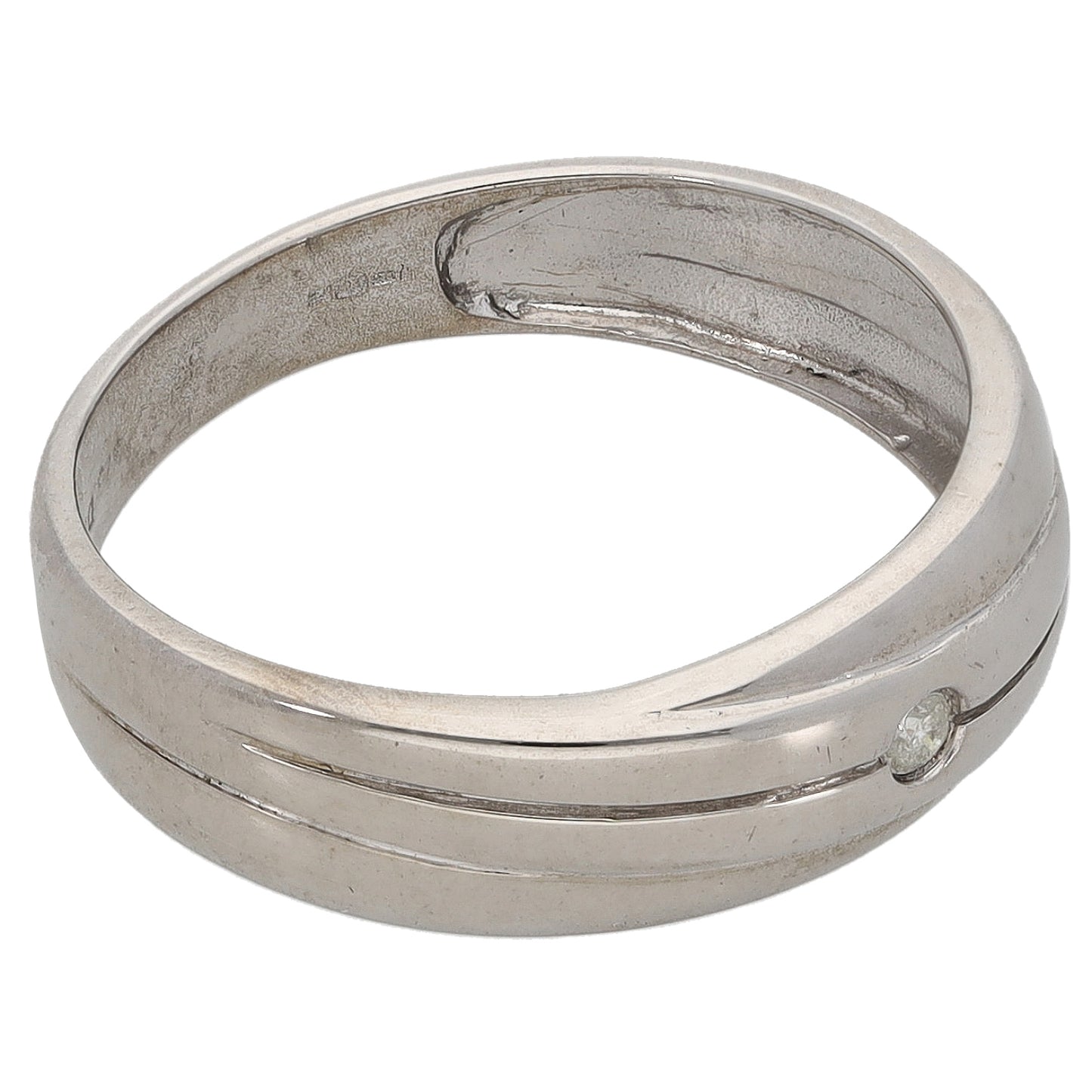 9ct White Gold 0.02ct Diamond Alternative Ring Size V