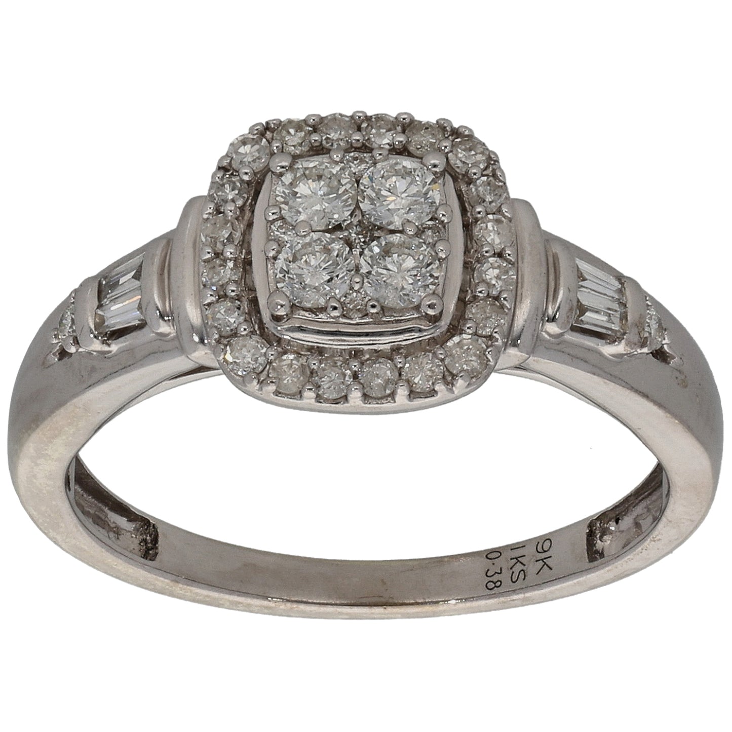 9ct White Gold 0.38ct Diamond Dress/Cocktail Ring Size M