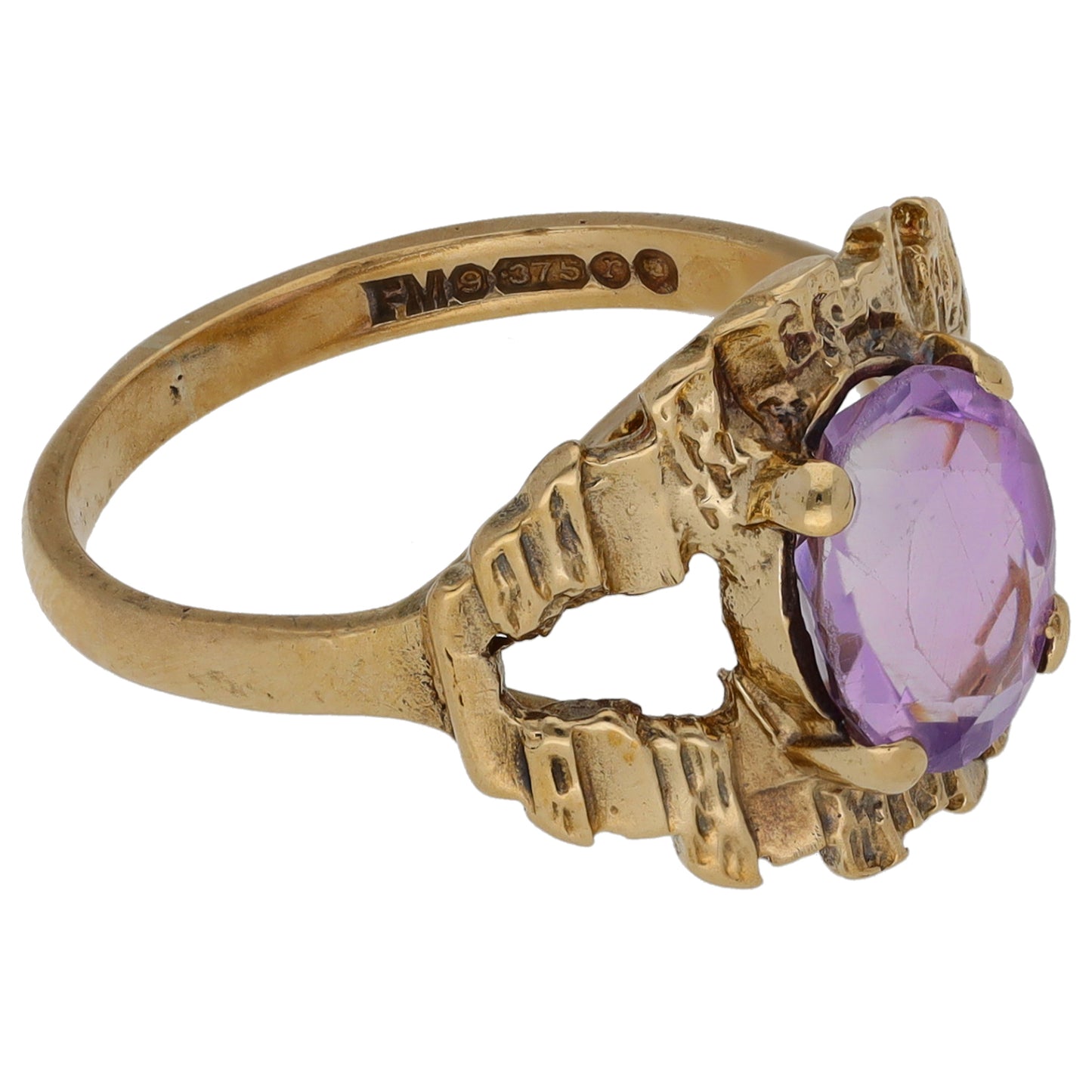 9ct Gold Amethyst Single Stone Ring Size L