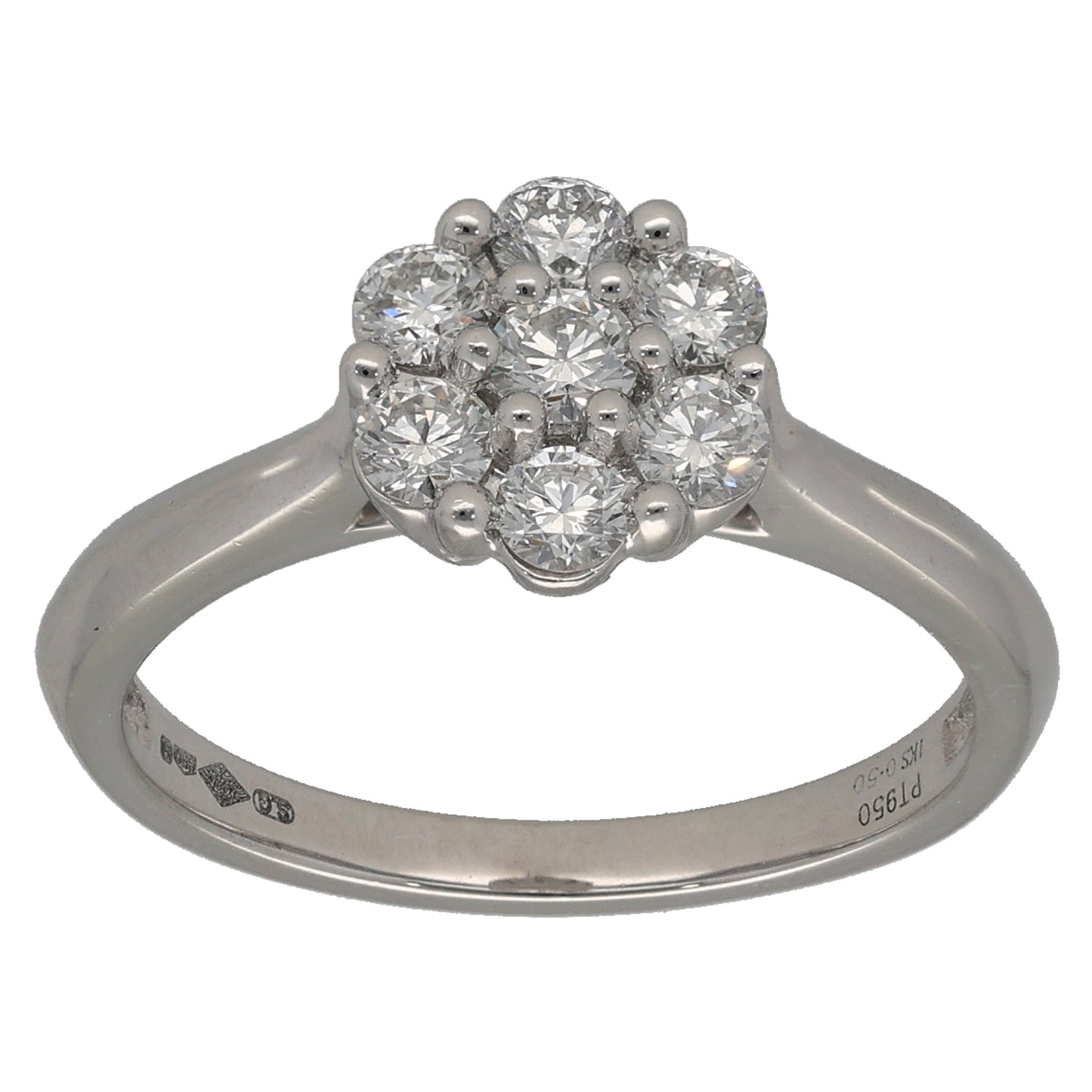 Platinum 0.50ct Diamond Cluster Ring Size L