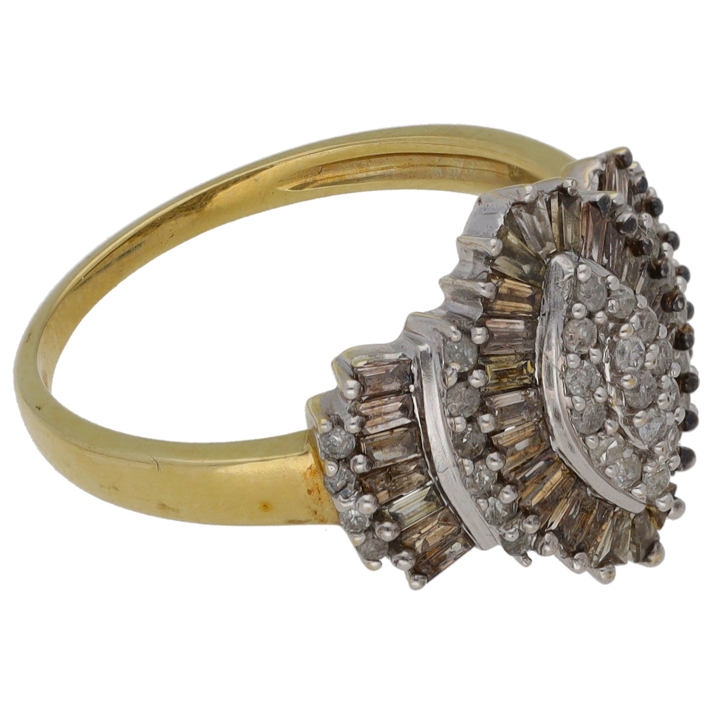 9ct Gold 1.07ct Diamond Cluster Ring Size O