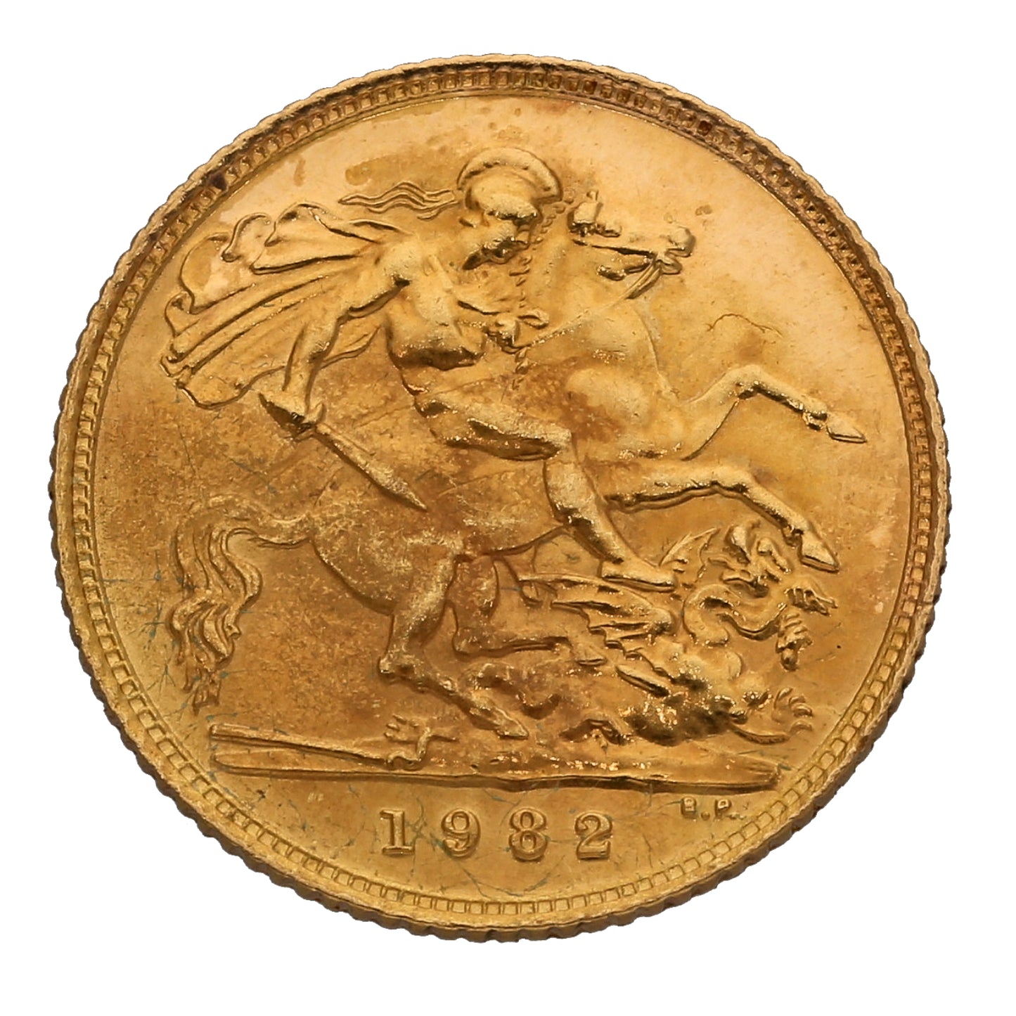 22ct Gold Queen Elizabeth II Half Sovereign Coin 1982