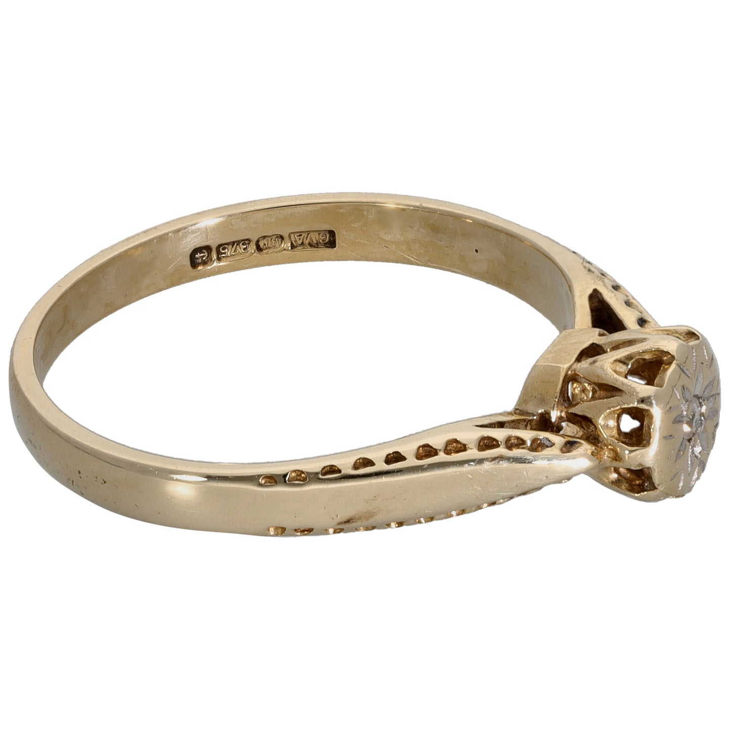 9ct Gold 0.02ct Diamond Solitaire Ring Size N
