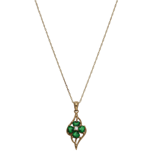 9ct Gold Imitation Dress/Cocktail Pendant With Chain