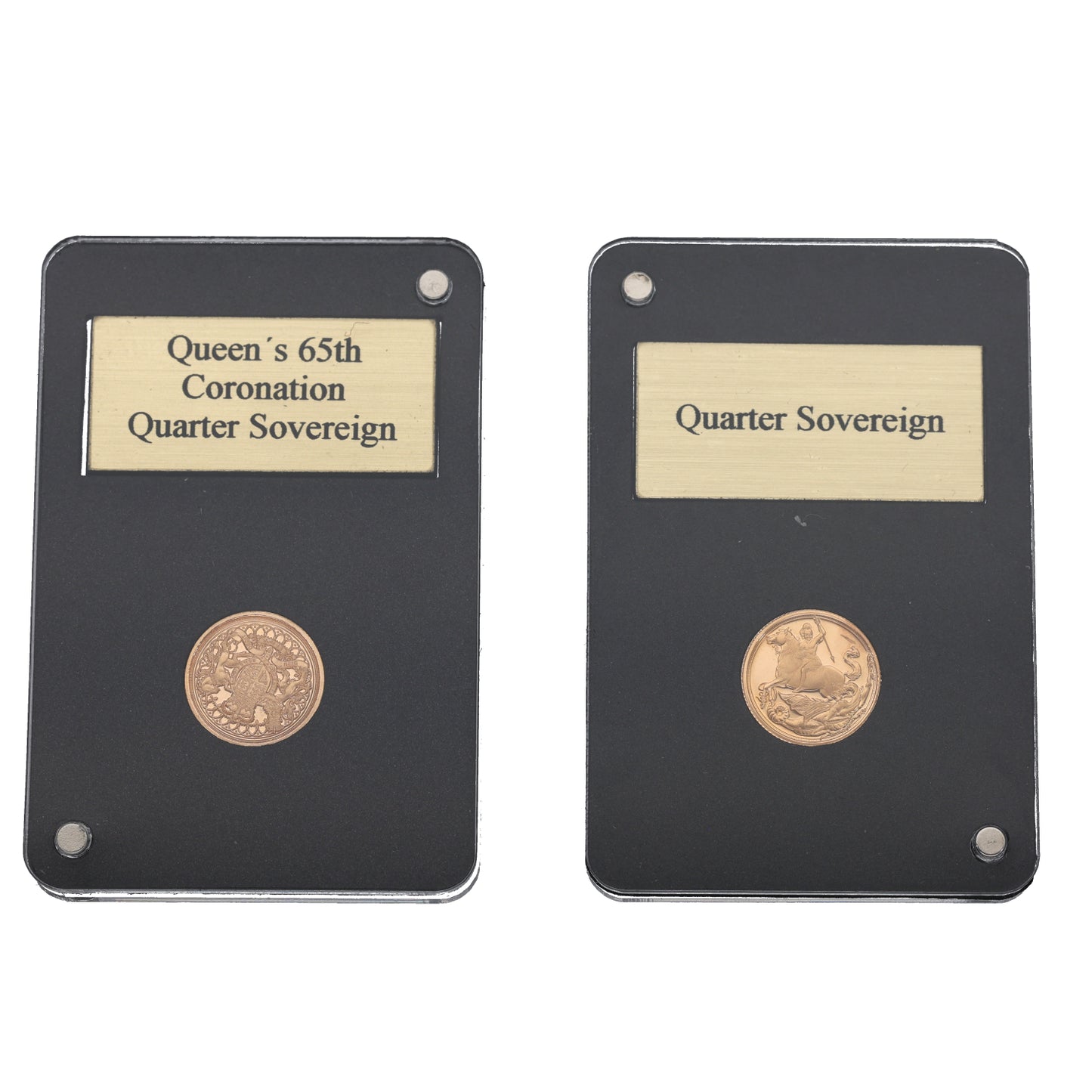 22ct Gold Queen's 65th Coronation Quarter Sovereign Coin Set