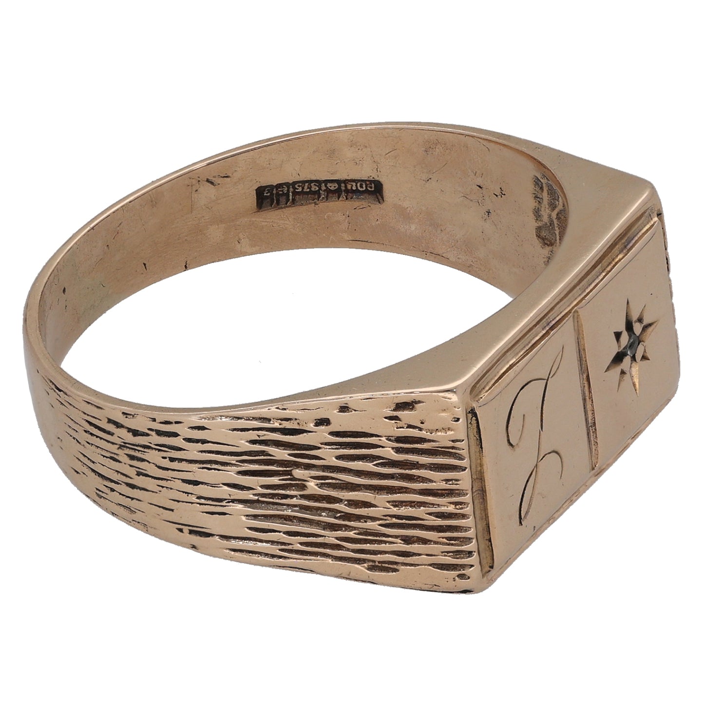 9ct Gold 0.005ct Diamond Single Stone Initial 'L' Ring Size X