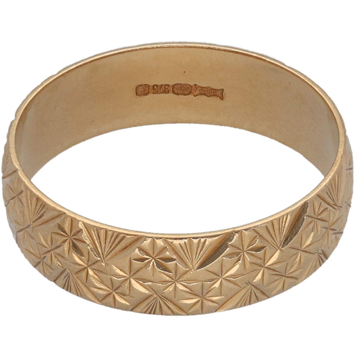 9ct Gold Patterned Wedding Ring Size M