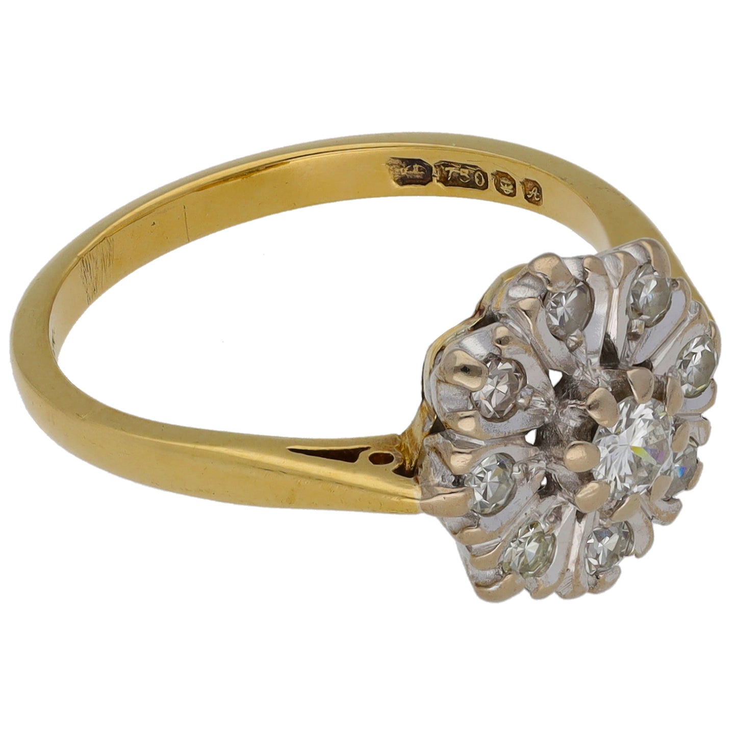 18ct Gold 0.34ct Diamond Cluster Ring Size L