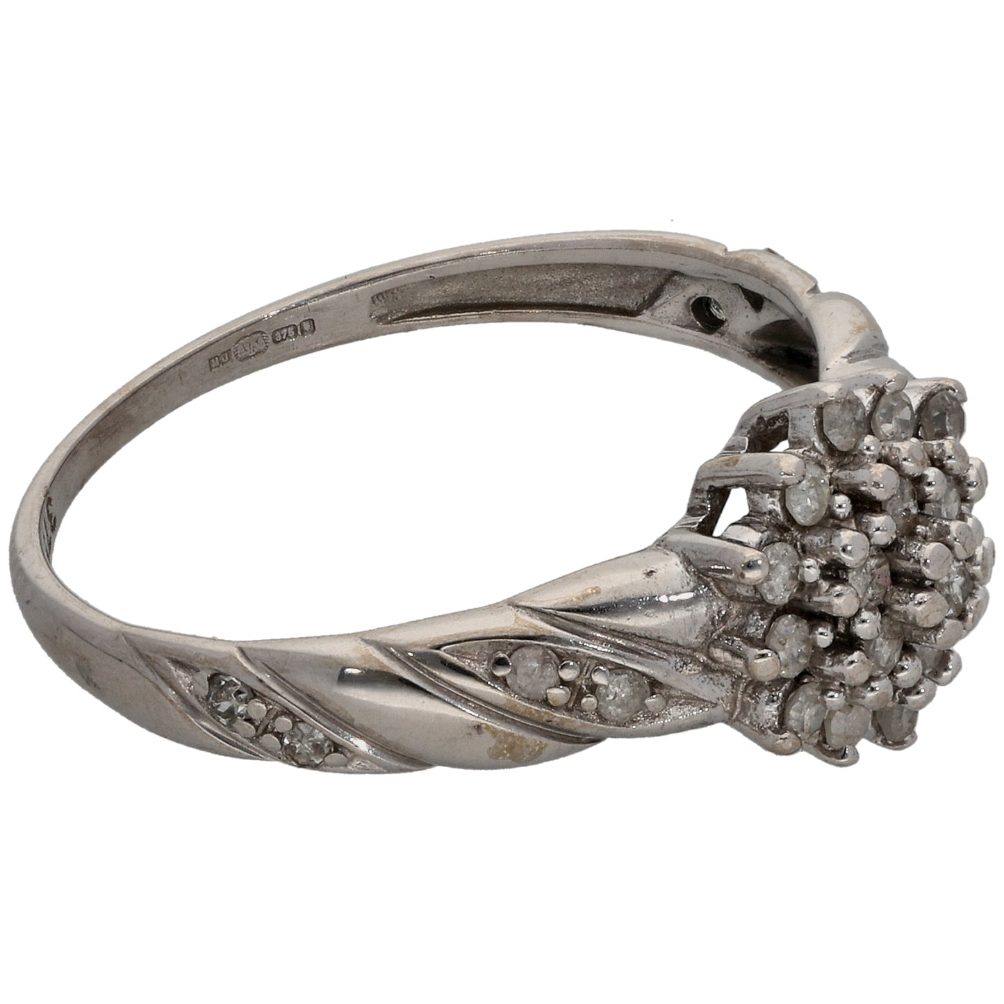 9ct White Gold 0.25ct Diamond Cluster Ring Size N