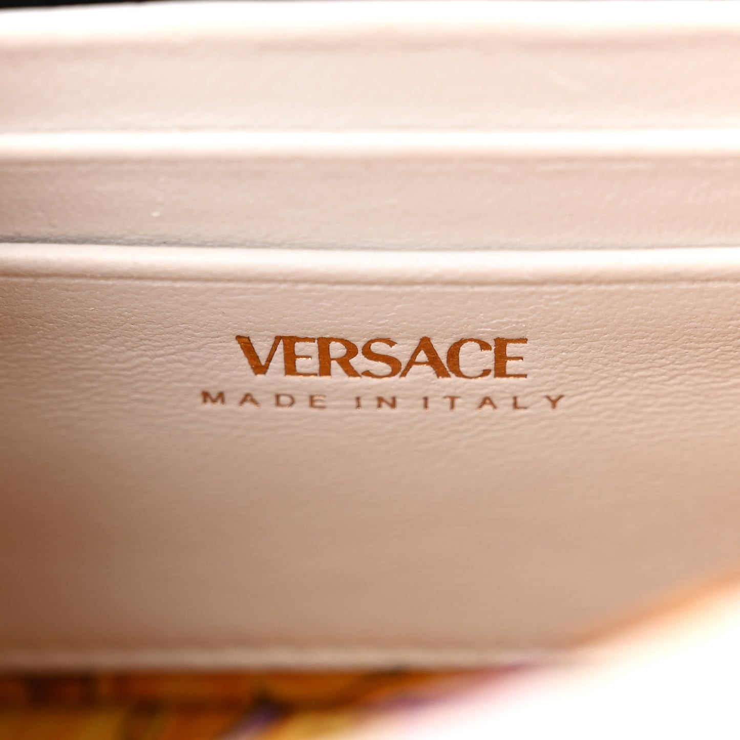 Versace Virtus Mini Wallet Chain Crossbody Leather Bag - White