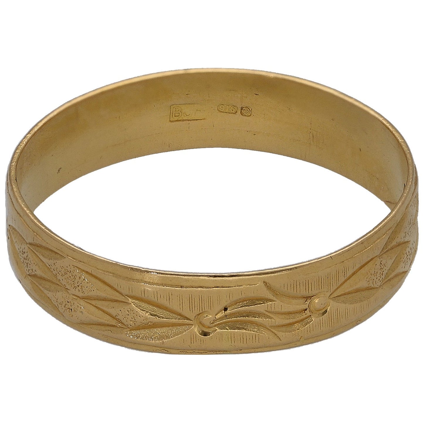 22ct Gold Patterned Wedding Ring Size S