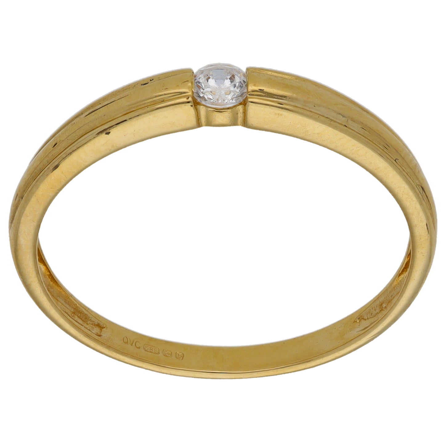 14ct Gold Cubic Zirconia Single Stone Ring Size T