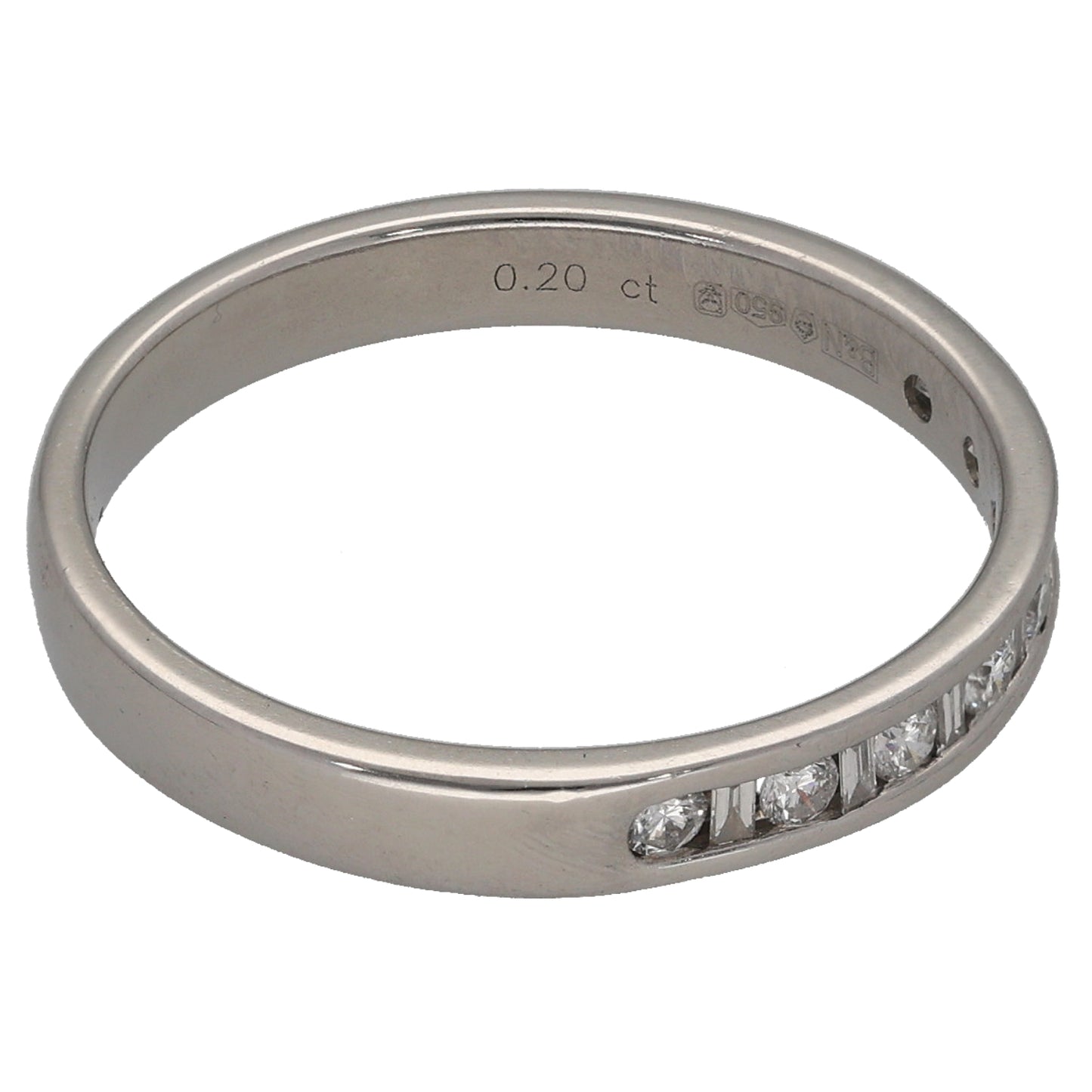 Platinum 0.20ct Diamond Half Eternity Ring Size P