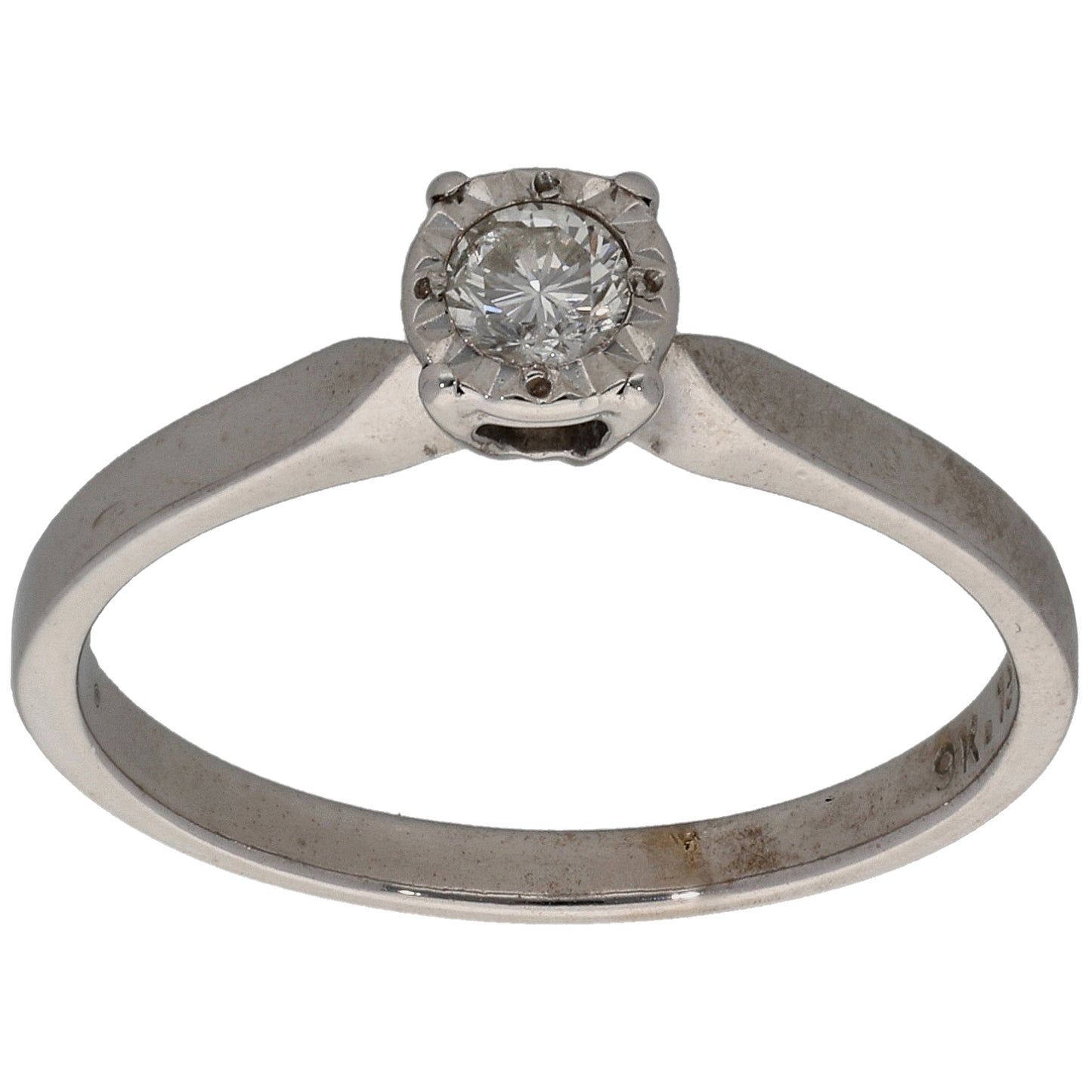 9ct White Gold 0.15ct Diamond Solitaire Ring Size M