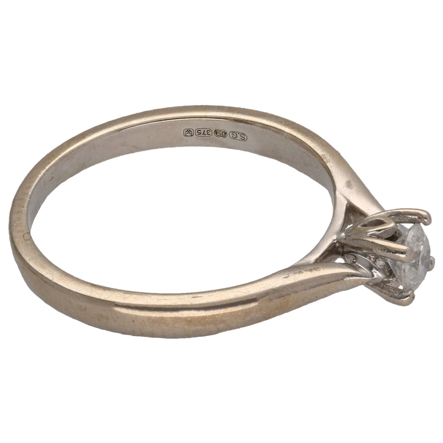 9ct White Gold 0.20ct Diamond Solitaire Ring Size K