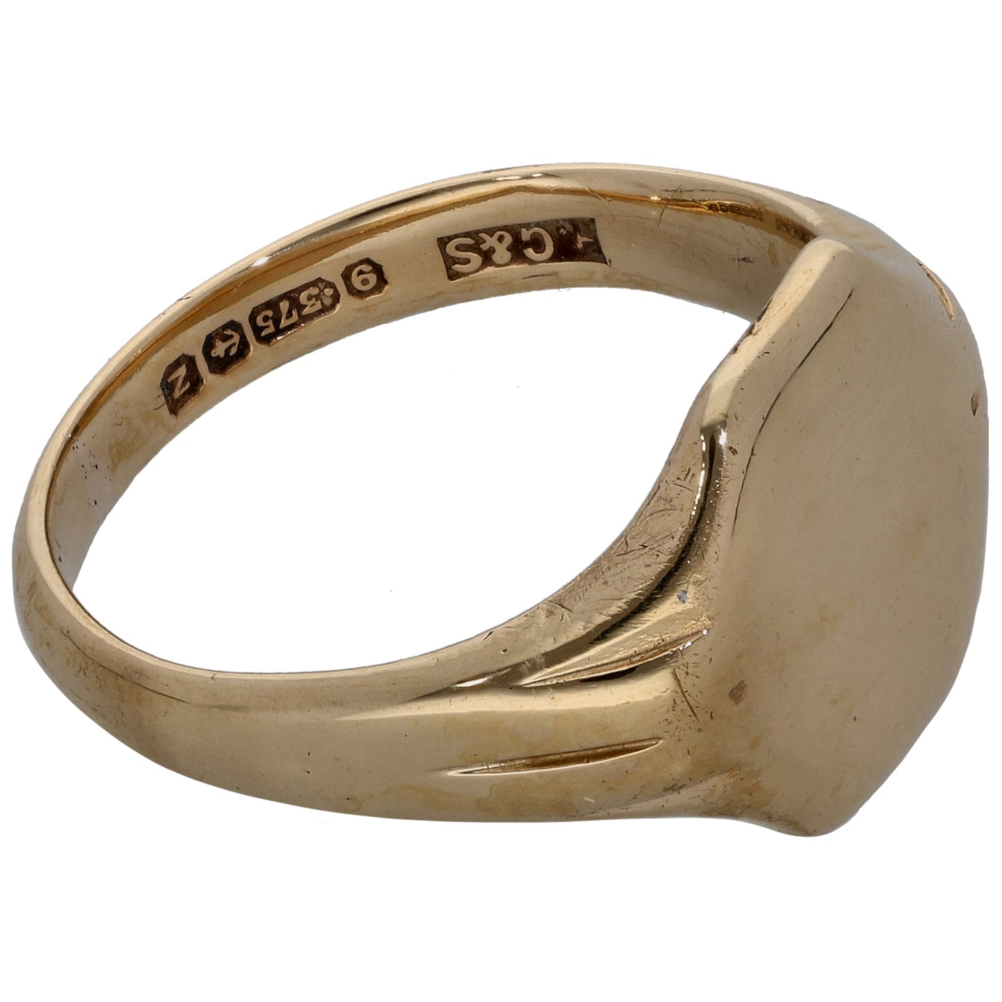 9ct Gold Plain Signet Ring Size R