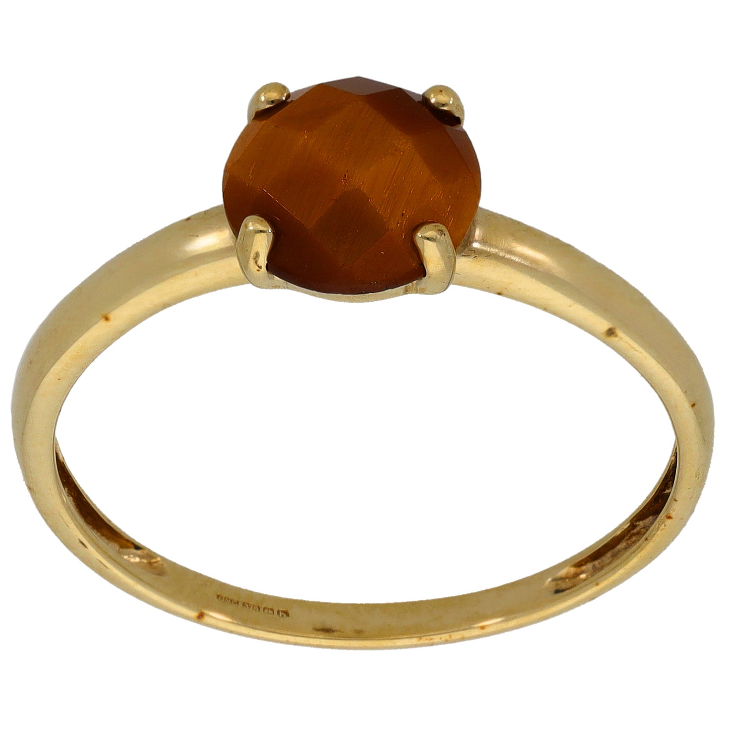 9ct Gold Tiger's Eye Single Stone Ring Size U