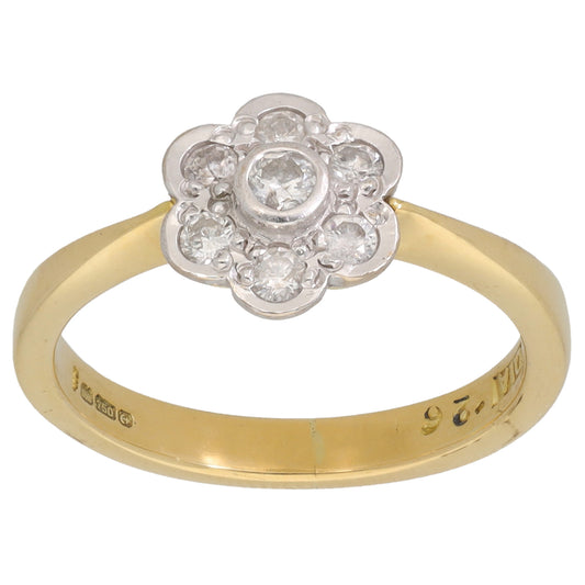 18ct Gold 0.26ct Diamond Cluster Ring Size L