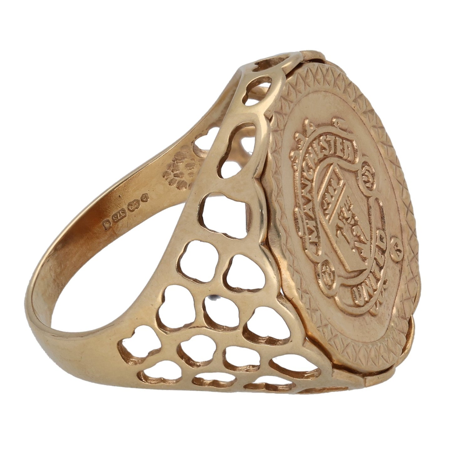 9ct Gold Manchester United Signet Size R