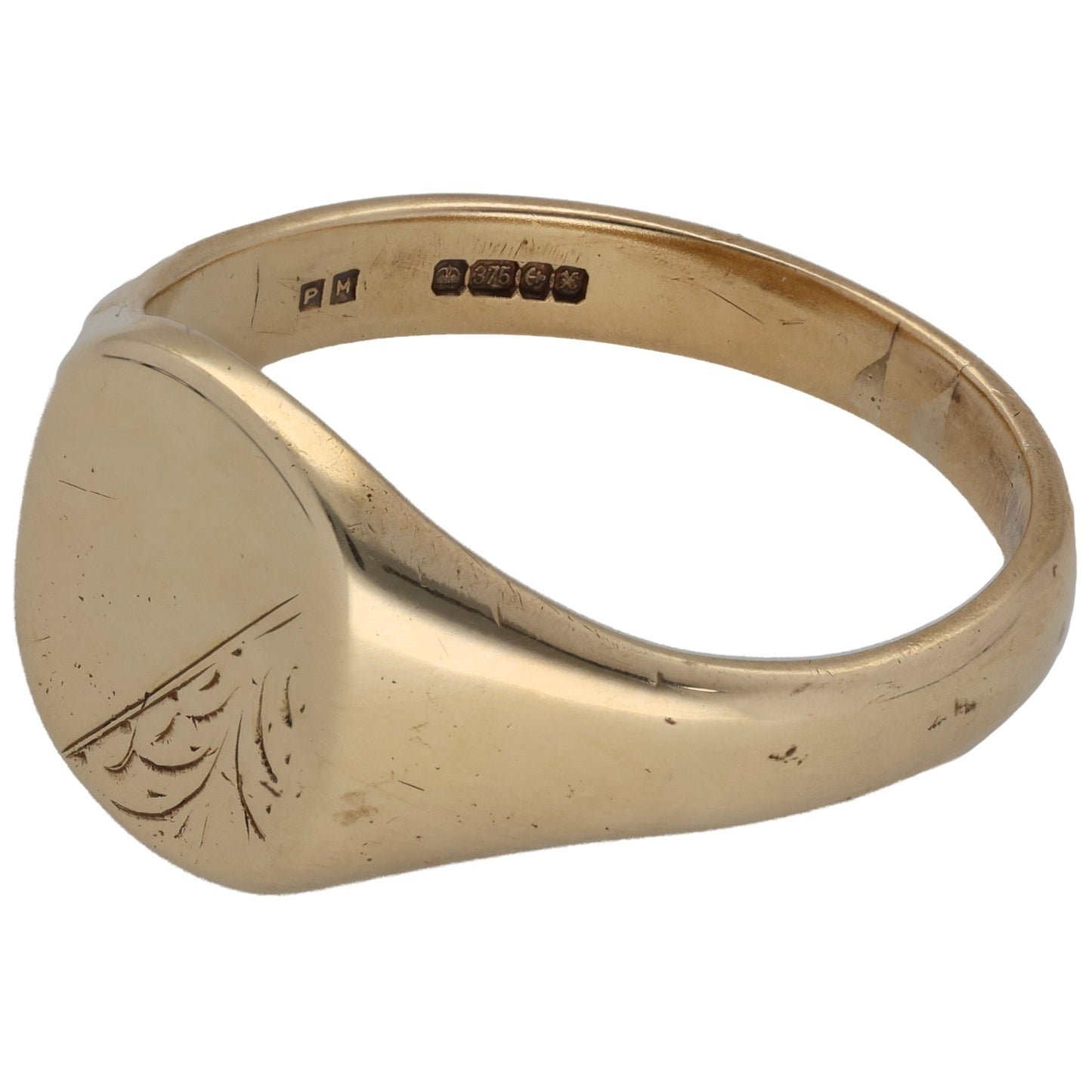 9ct Gold Patterned Signet Ring Size Z+3