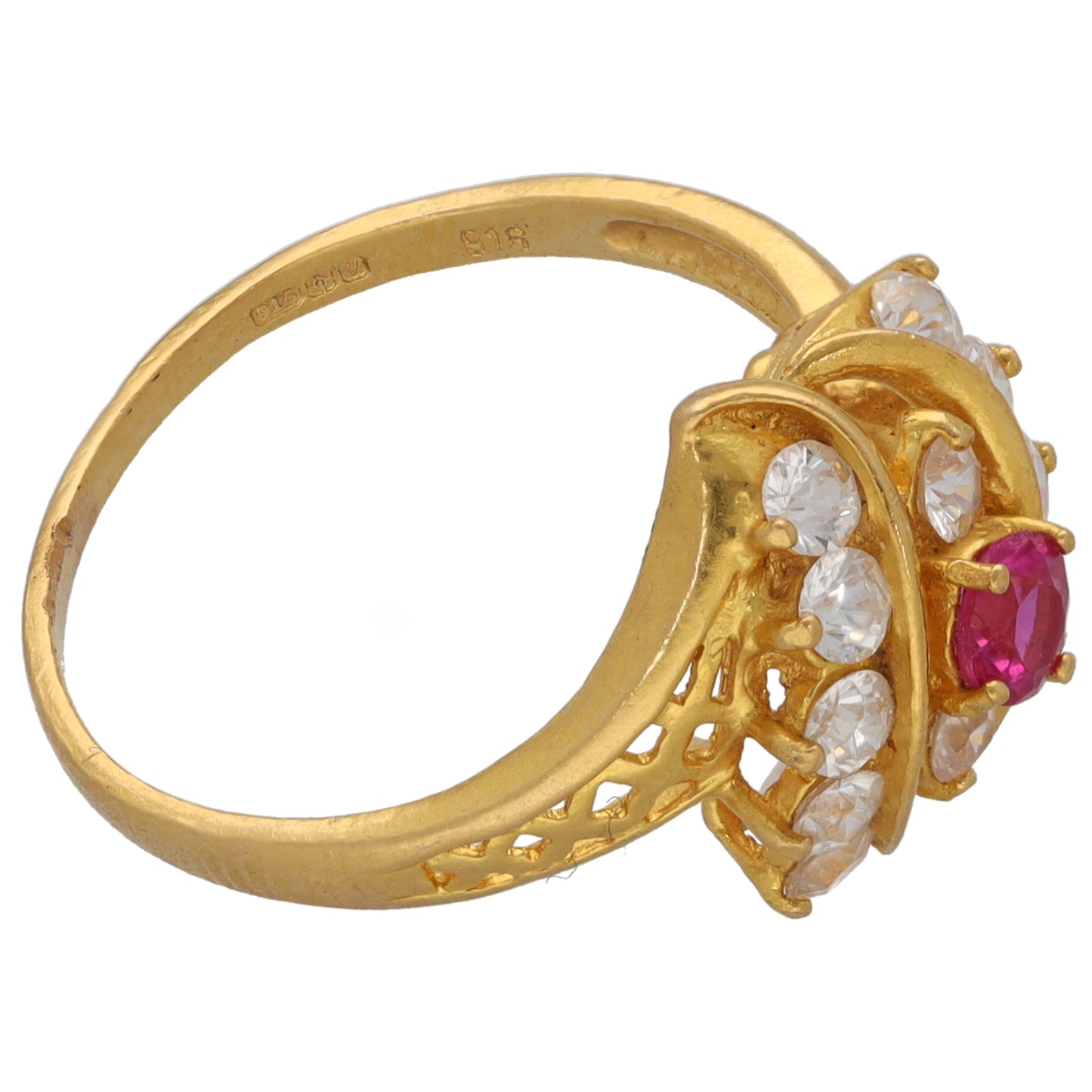 22ct Gold Cubic Zirconia Dress/Cocktail Ring Size O