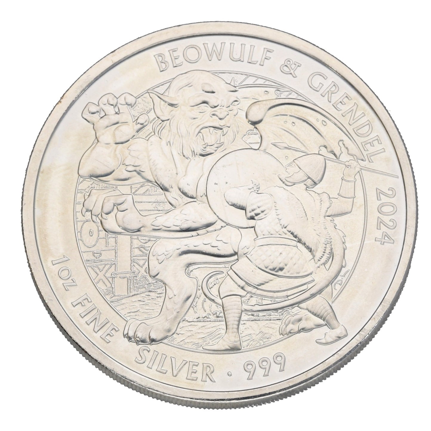 Fine Silver Beowulf & Grendel 1 OZ Coin 2024