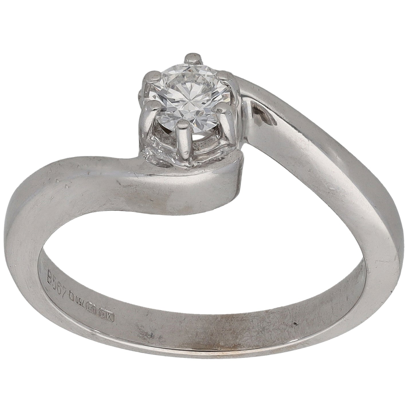 18ct White Gold 0.20ct Diamond Solitaire Ring Size L