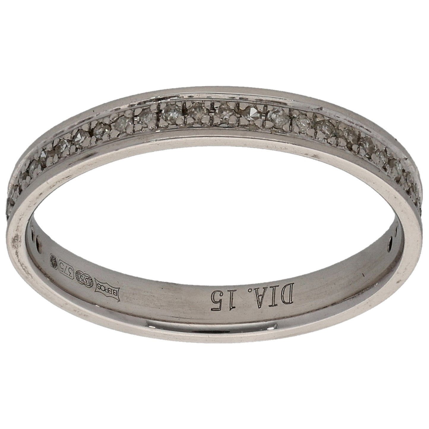 9ct White Gold 0.15ct Diamond Half Eternity Ring Size L