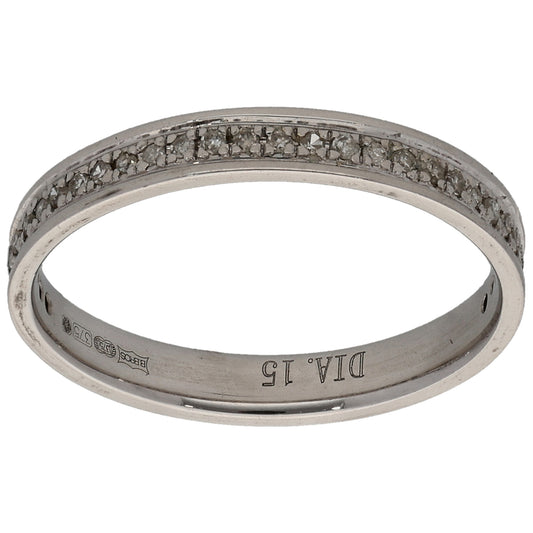 9ct White Gold 0.15ct Diamond Half Eternity Ring Size L