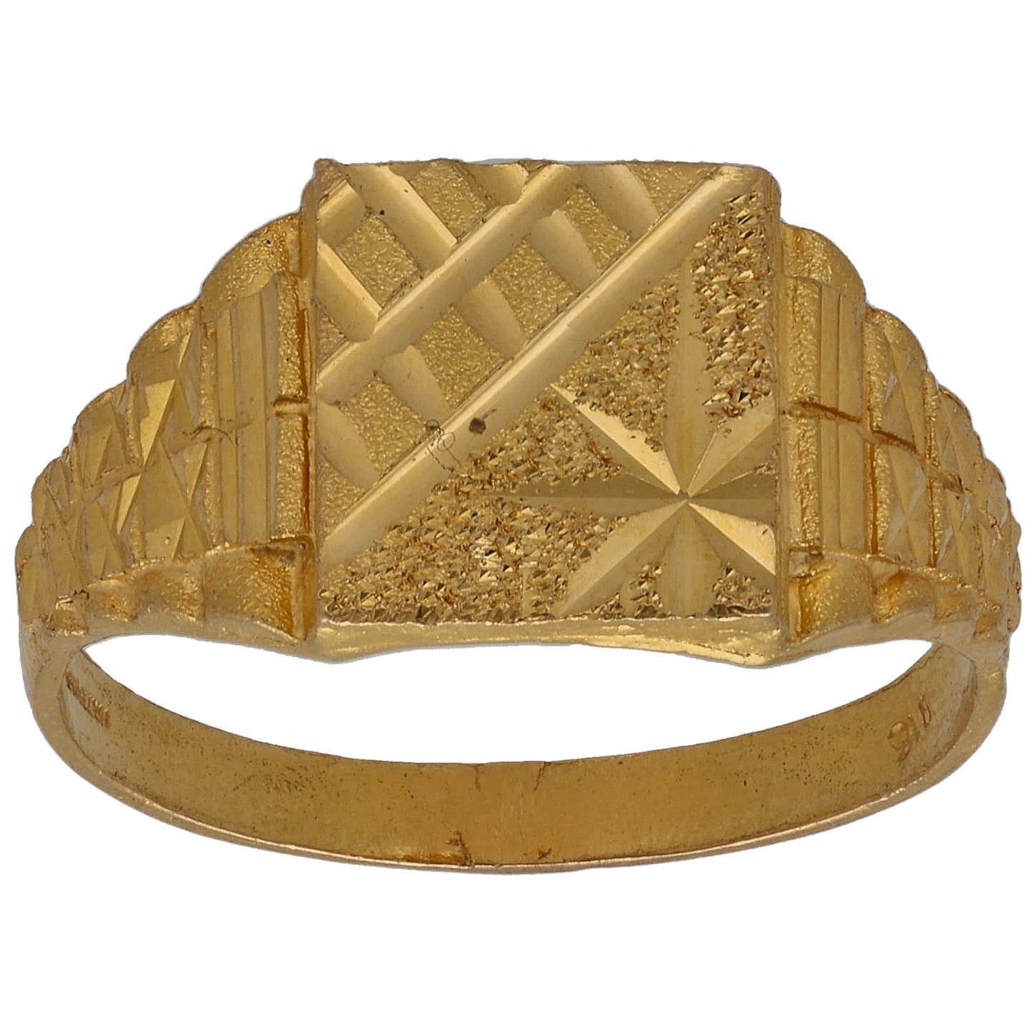 22ct Gold Patterned Signet Ring Size T