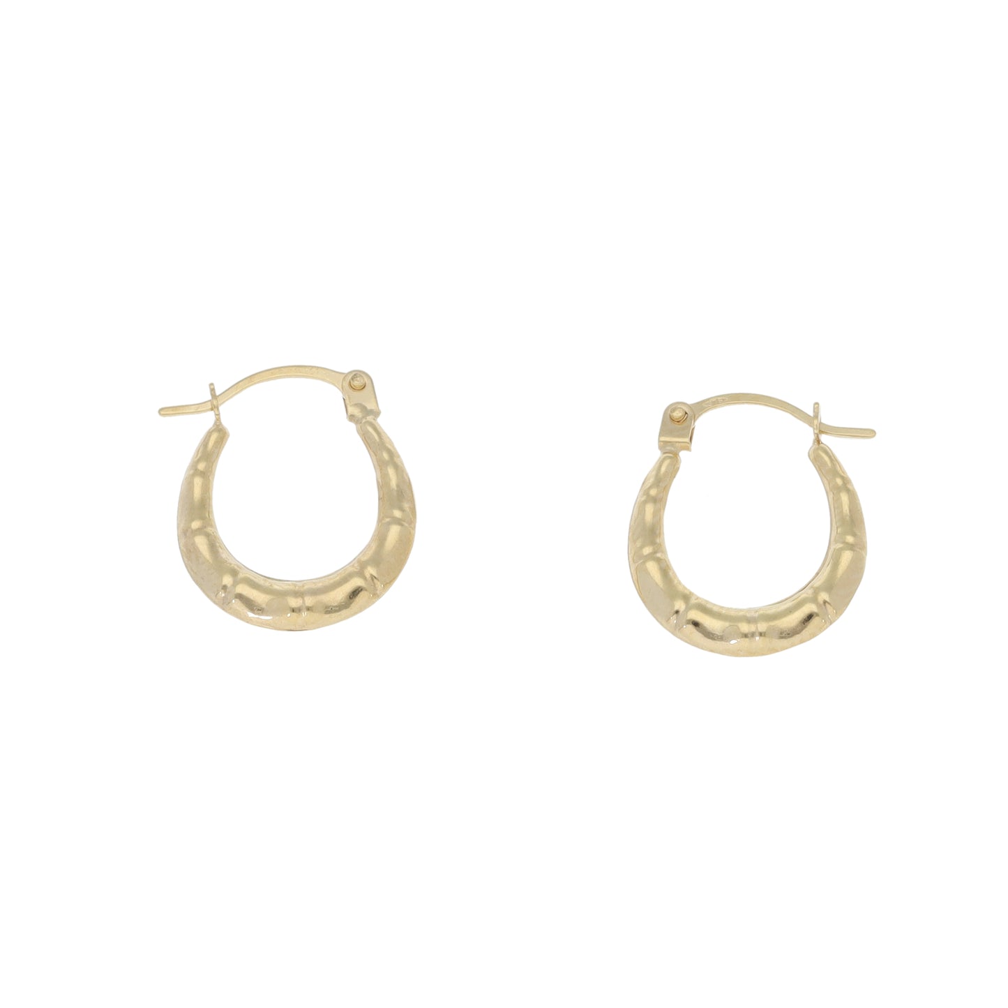 New 9ct Gold Bamboo Creole Earrings