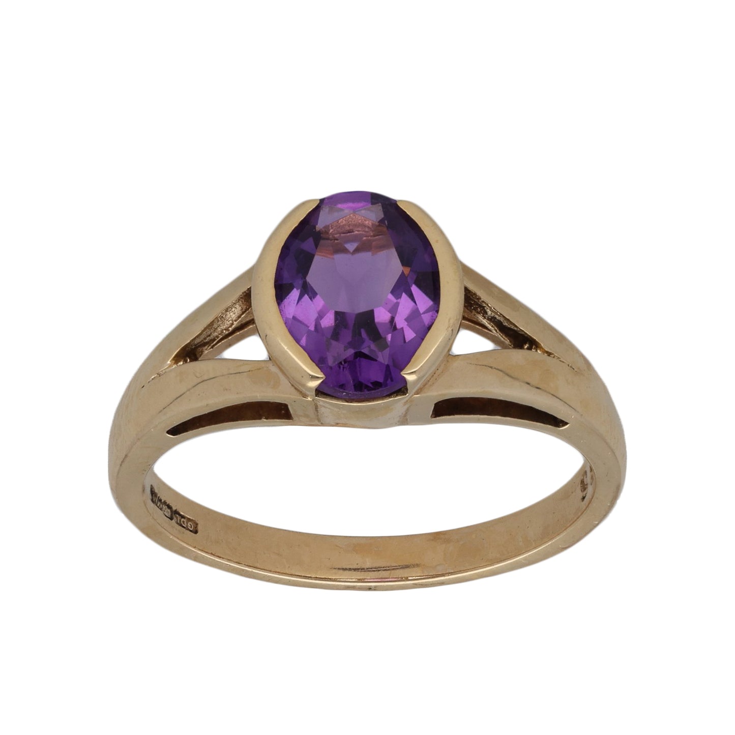 9ct Gold Amethyst Single Stone Ring Size O