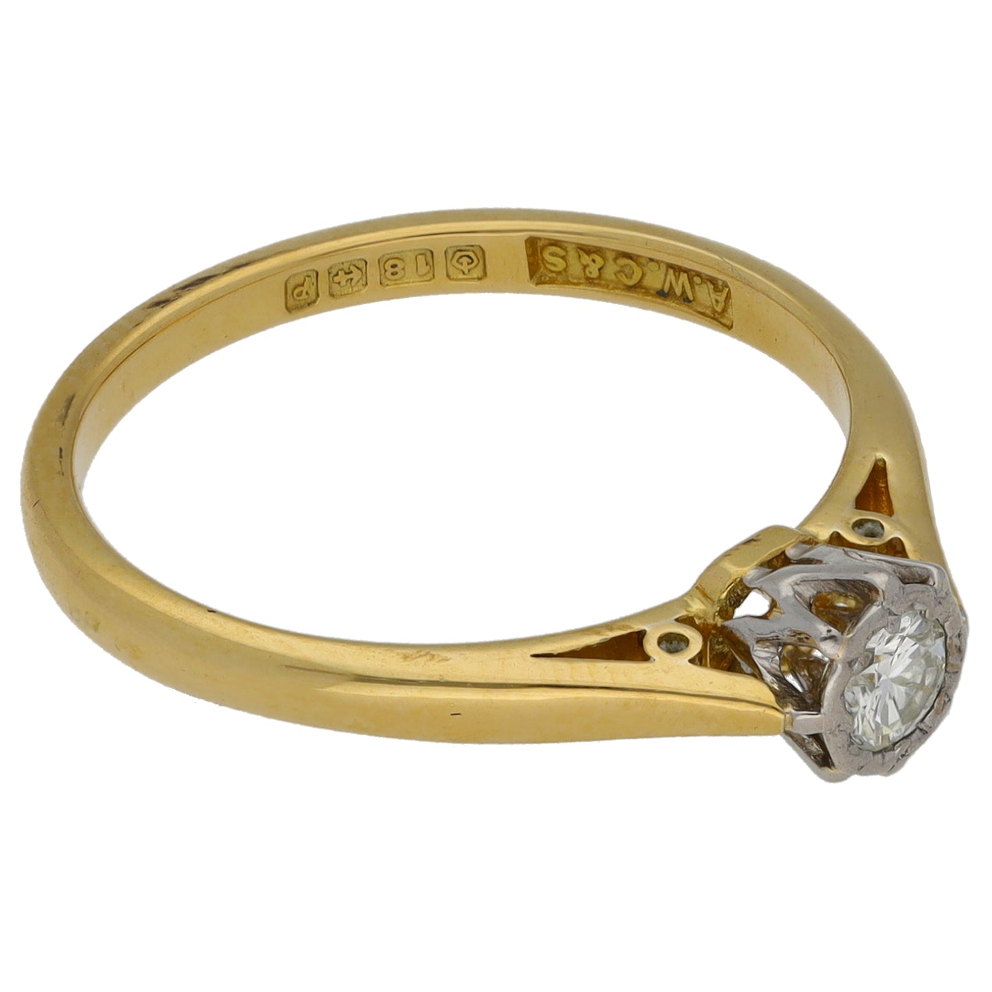 18ct Gold 0.15ct Diamond Solitaire Ring Size N