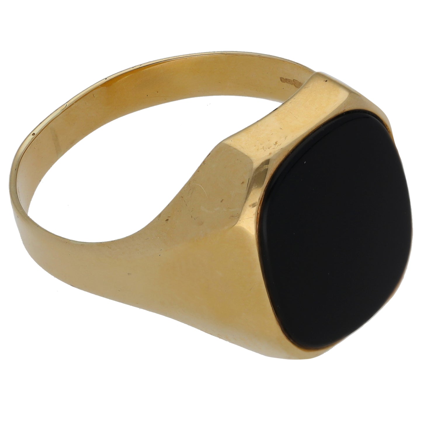 9ct Gold Onyx Plain Single Stone Signet Ring Size X